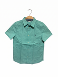 H&M Boys Mint Green Short Sleeve Oxford Shirt with Lion Embroidery - Size Estimated Age 9-10 Years AB1
