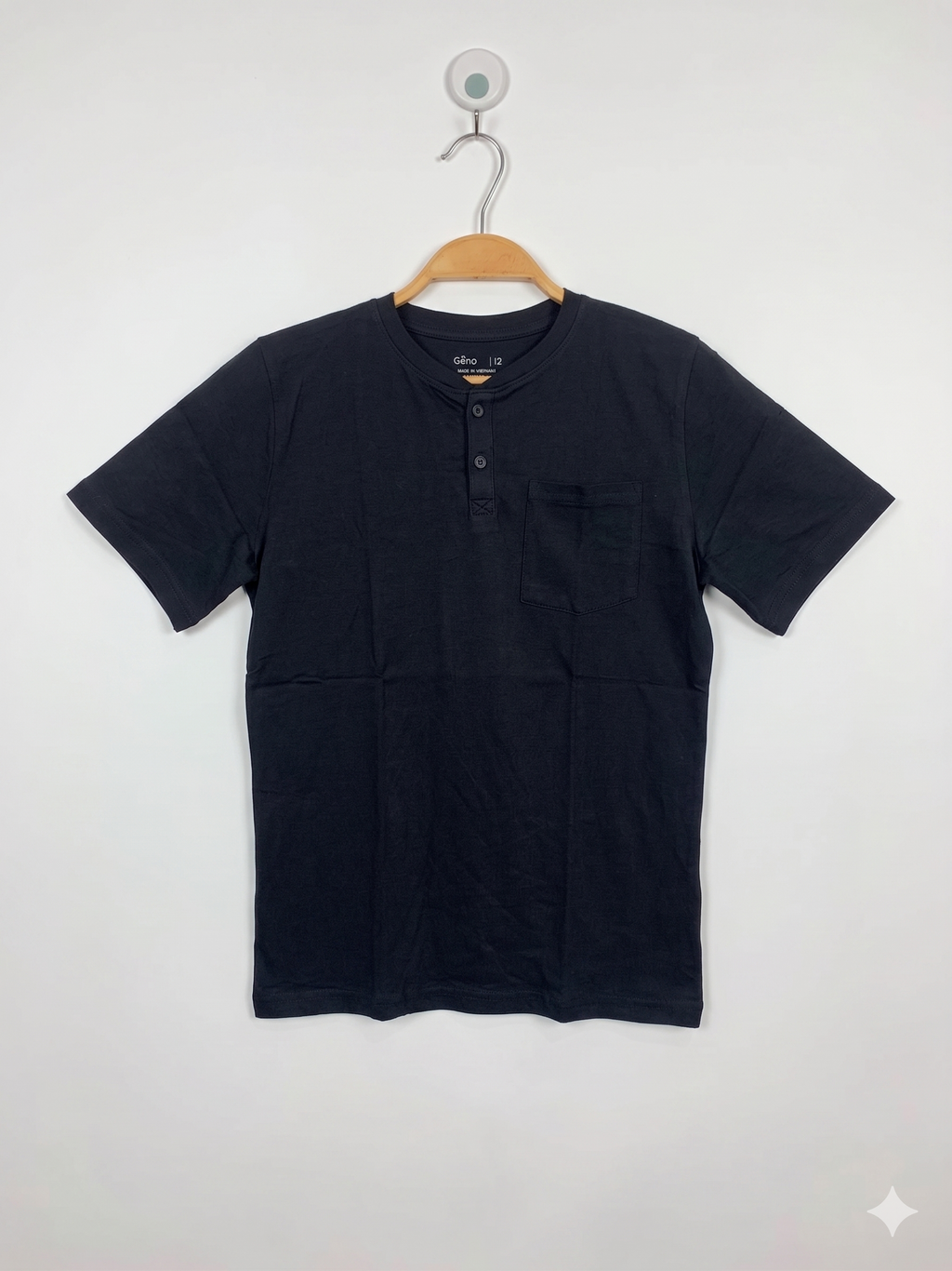Gémo Boys Charcoal Grey Short Sleeve Henley Tee with Pocket - Size Estimated Age 12 Years AB1