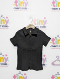 Classic Boys Black Textured Button-Down Shirt - Size 110 (Estimated Age 4-5 Years) AB2