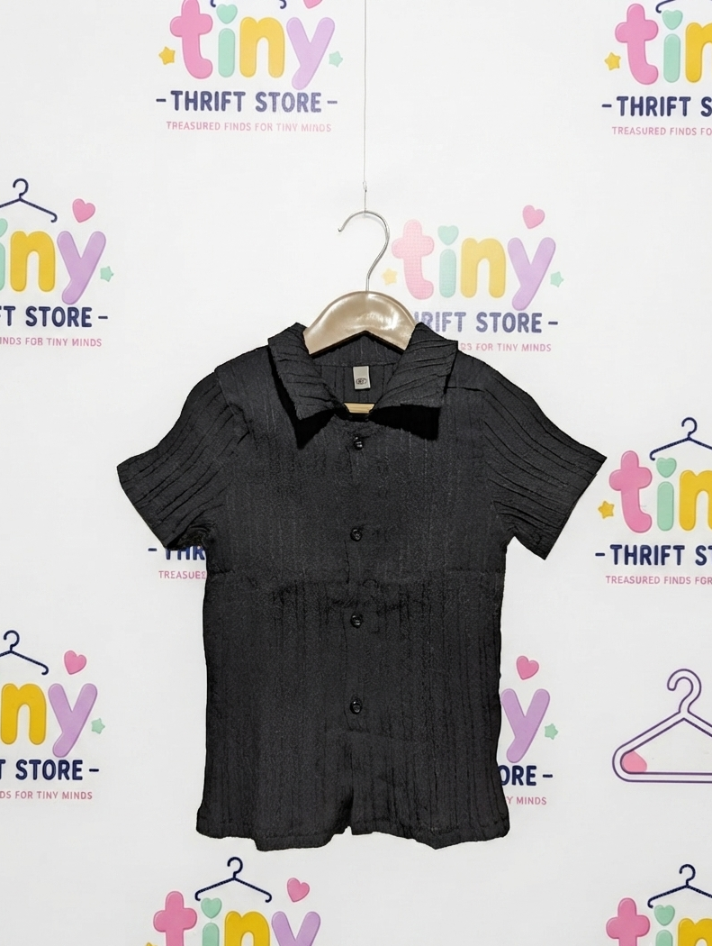 Classic Boys Black Textured Button-Down Shirt - Size 110 (Estimated Age 4-5 Years) AB2
