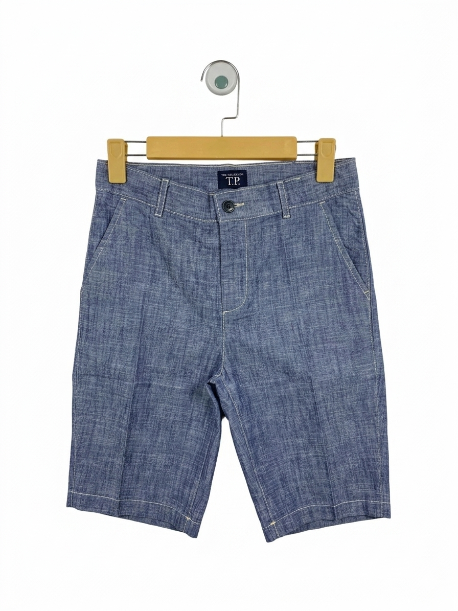 The Children's Place Boys Heather Blue Chambray Chino Shorts - Size Estimated Age 10 Years AB1