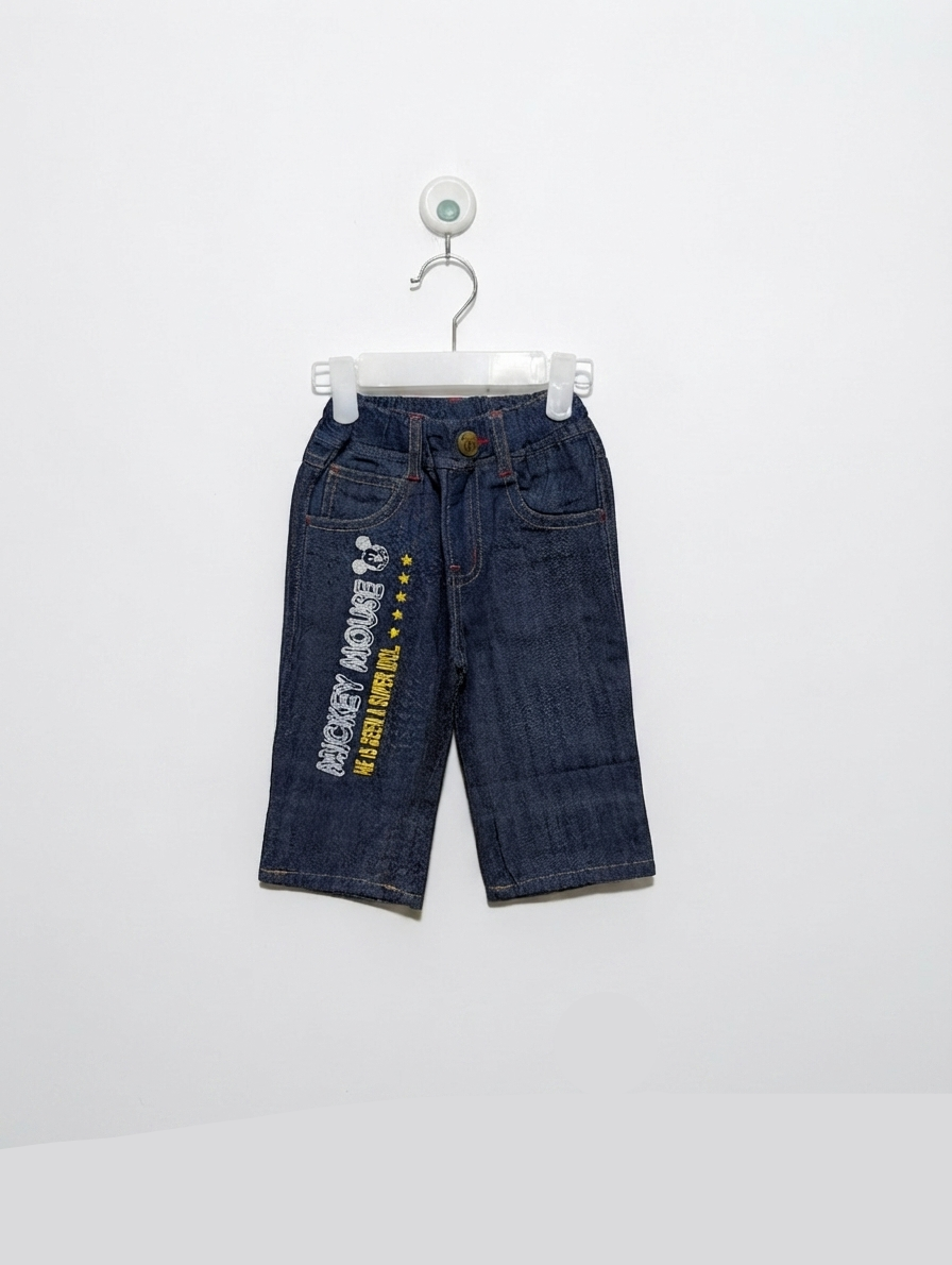 Disney Baby Boys Mickey Mouse Dark Blue Denim Trousers - Size Estimated Age 9 to 12 Months AB2