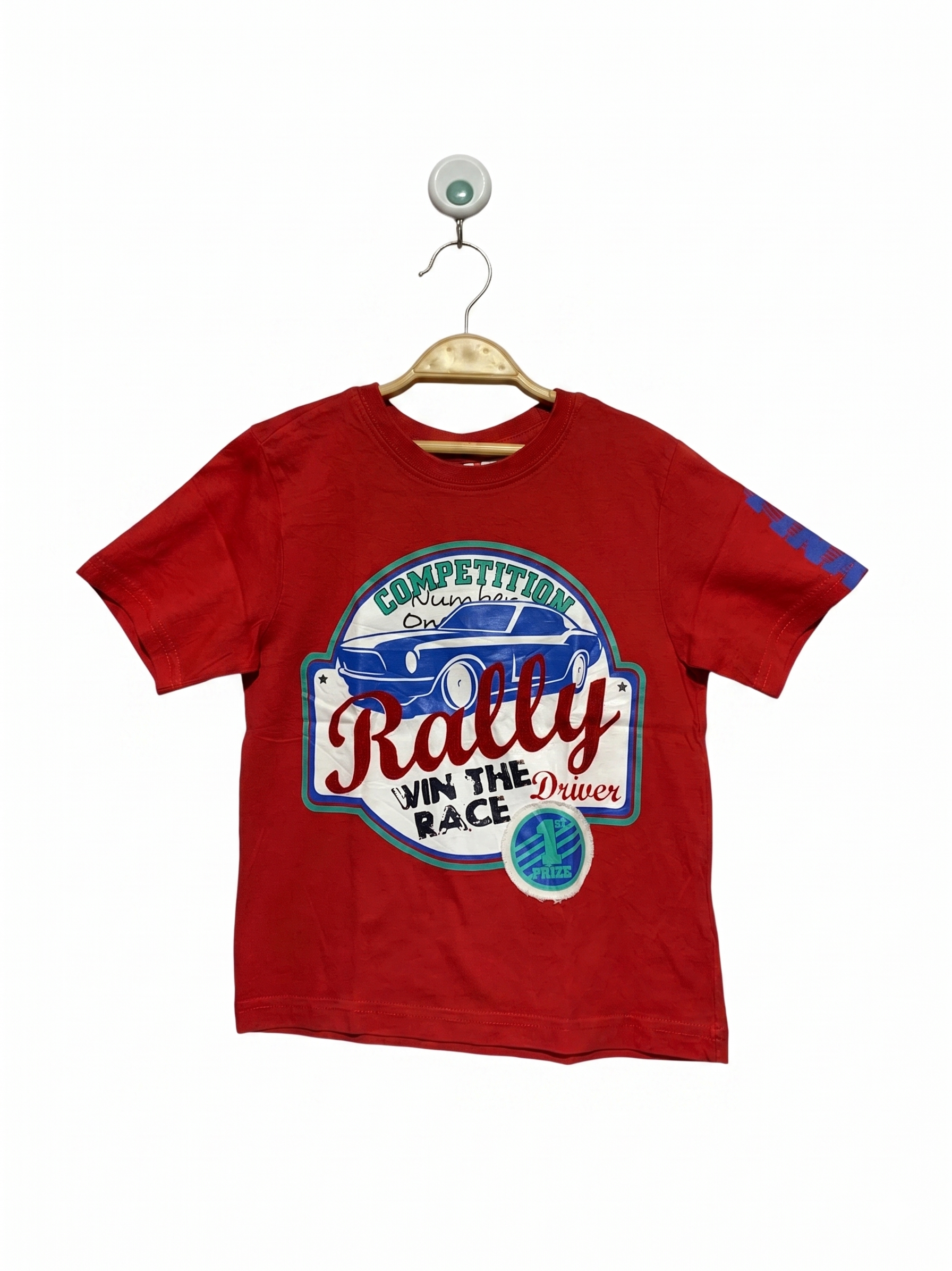 Berti NKD Boys Red Rally Car Competition Graphic T-Shirt - Size 110 (Estimated 4-5 Years) AB1