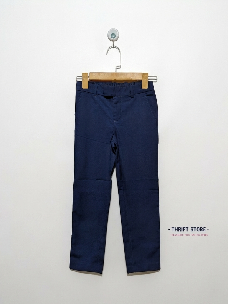H&M Boys Navy Blue Slim Fit Trousers - Size 7-8 Years (128 cm) AB2