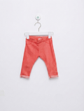Zara BabyGirl Coral Orange Denim-Look Pull-On Capri Pants - Size 3-6 Months Estimated Age 3-6 Months AB2