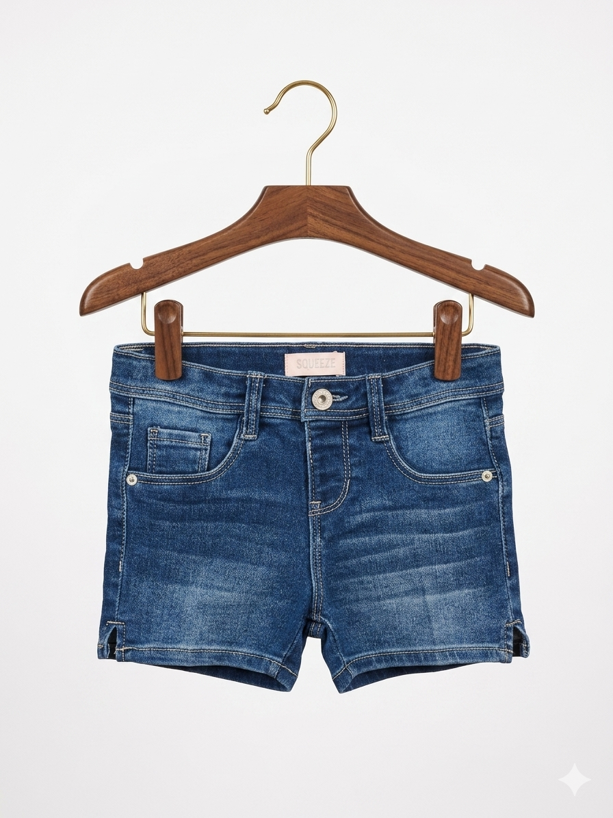 Squeeze Girls' Dark Wash Stretch Denim Shorts - Size 6 AB1