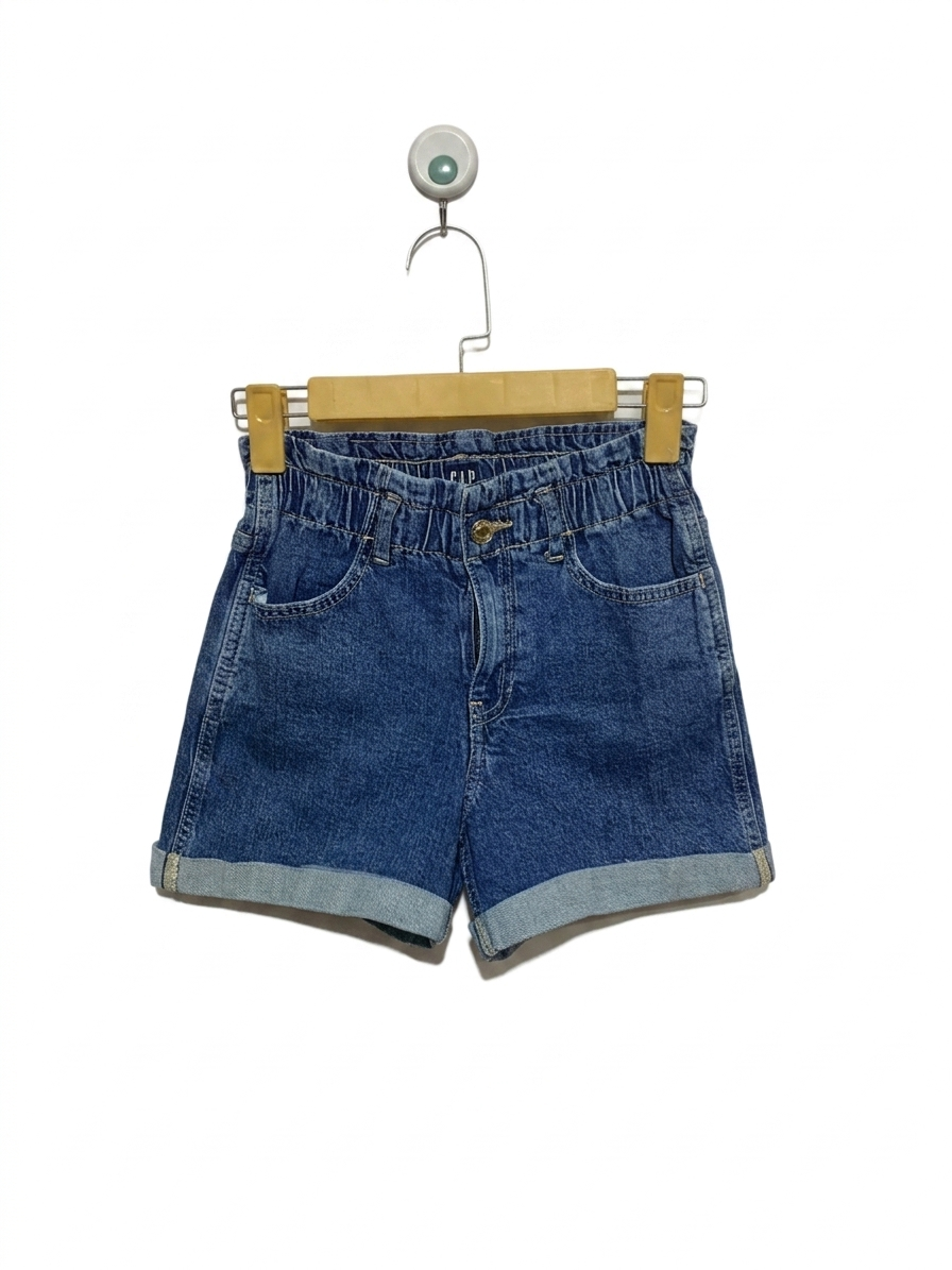 GAP Girls "Mom Jean" Dark Wash Denim Cuffed Shorts - Size Estimated Age 10 Years AB1