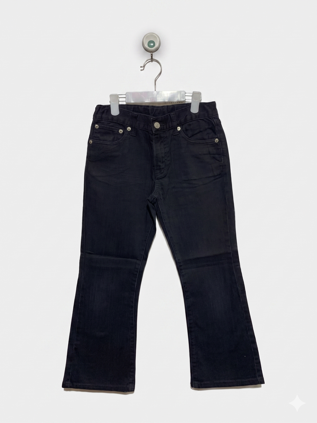 UNIQLO Kids Black Stretch Denim Flare Jeans - Size 130 Estimated Age 7-8 Years AB1