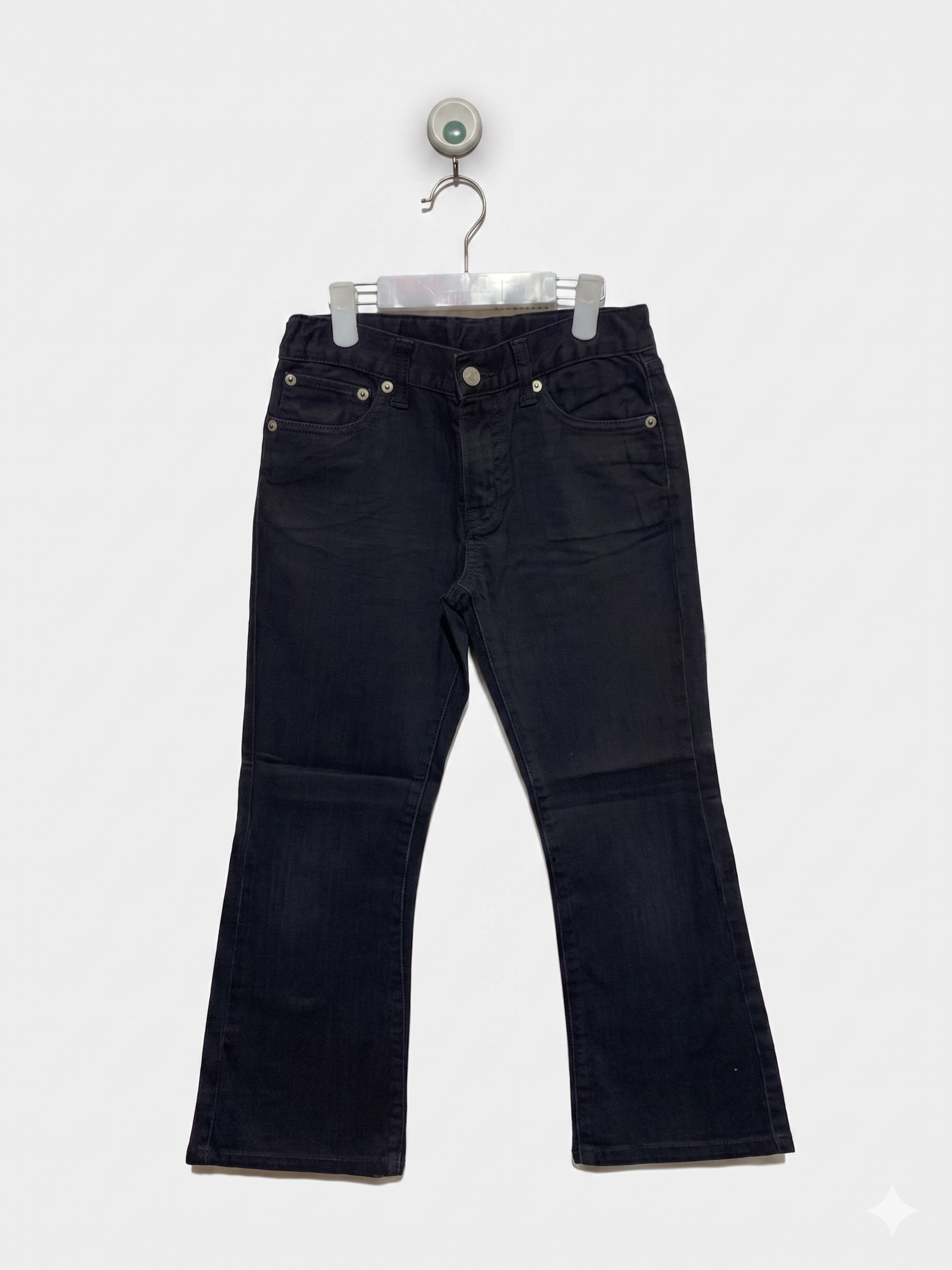 UNIQLO Kids Black Stretch Denim Flare Jeans - Size 130 Estimated Age 7-8 Years AB1