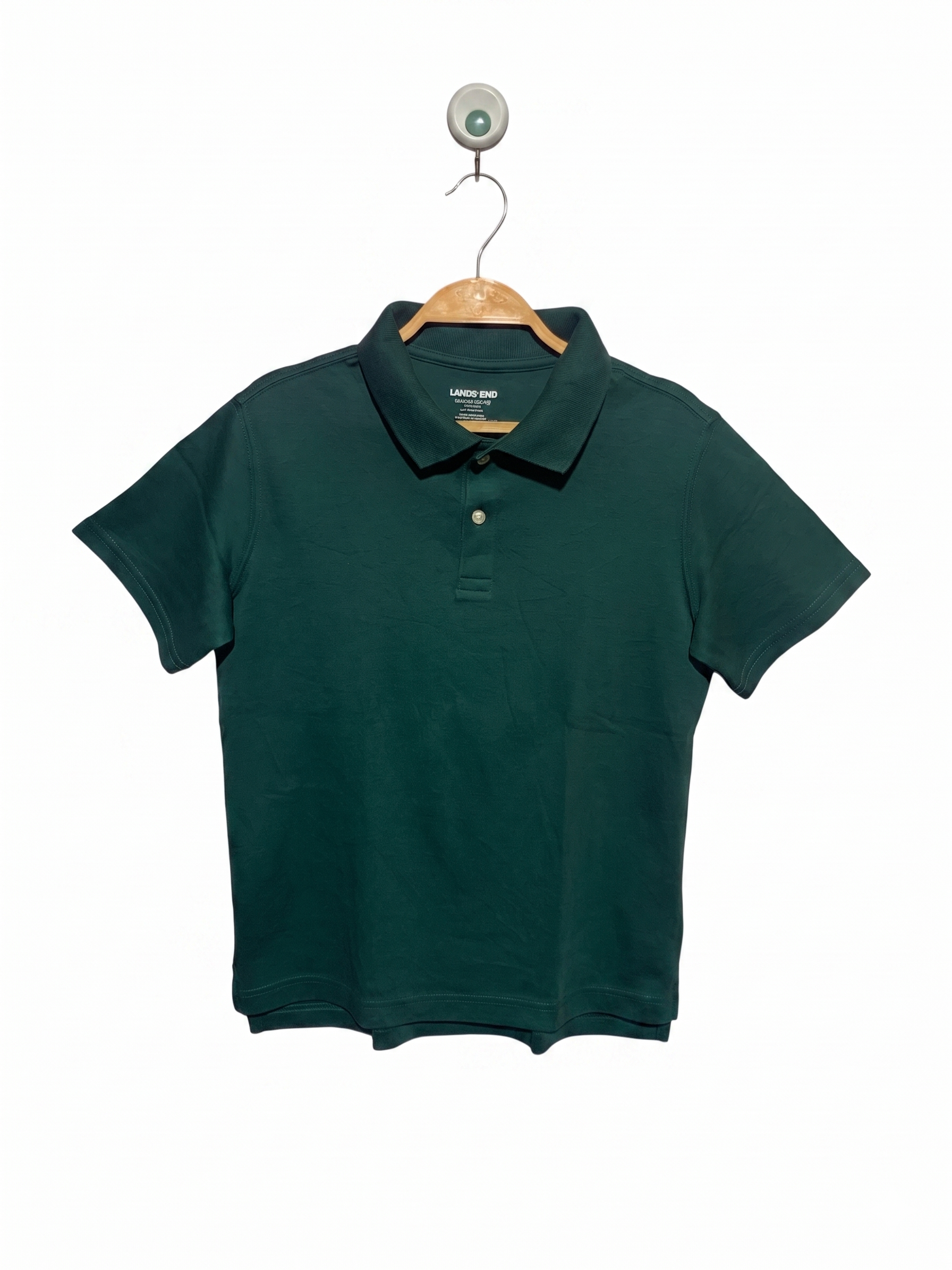 Lands' End Boys' Evergreen Short Sleeve Mesh Polo Shirt - Size Estimated Age 10-11 Years AB1