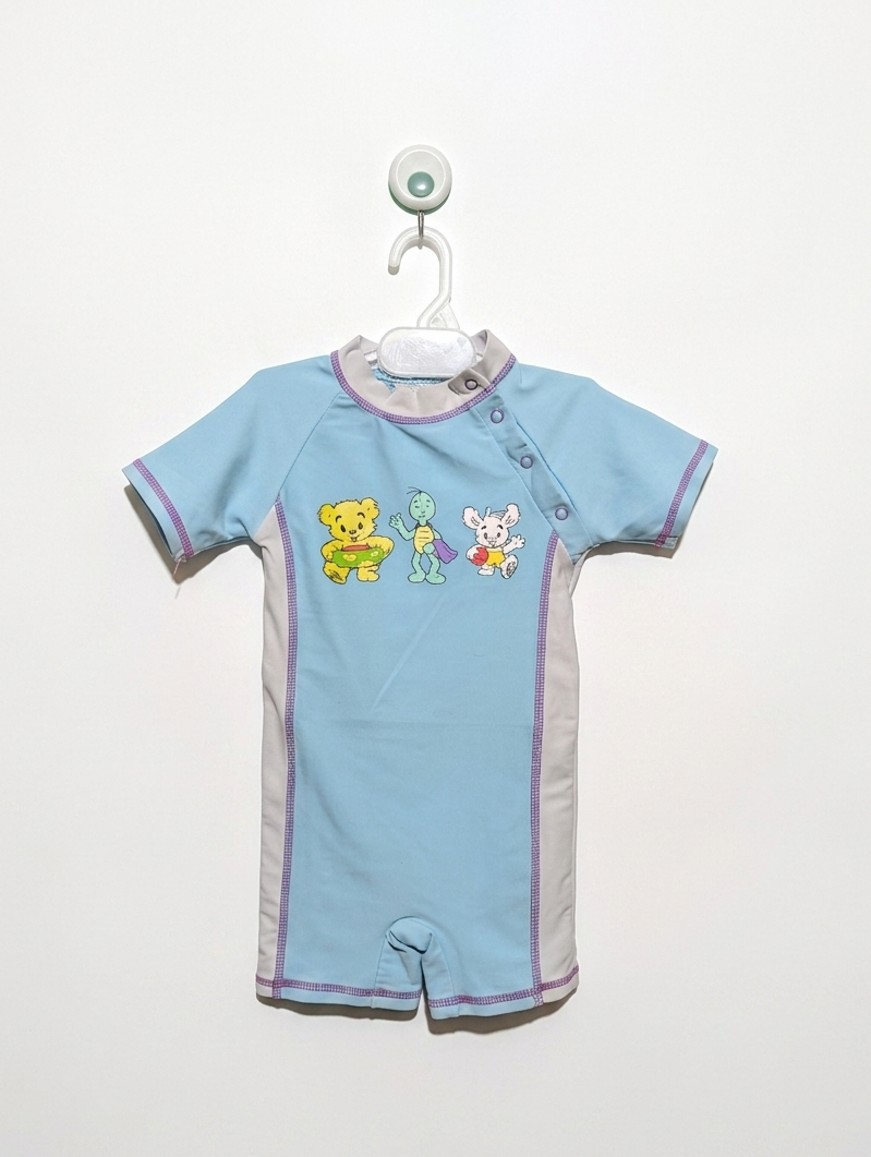 Bamse by Lindex Boys Light Blue "Cartoon Characters" One-Piece Swimsuit - Size Estimated Age 9-12 Months AB1