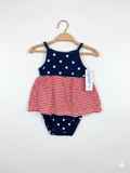 Carter's baby girl dress, 4th of July baby outfit, Patriotic infant bodysuit, stars and stripes baby clothes, 6 months girl summer dress, Americana baby fashion, Tiny Thrift Store.