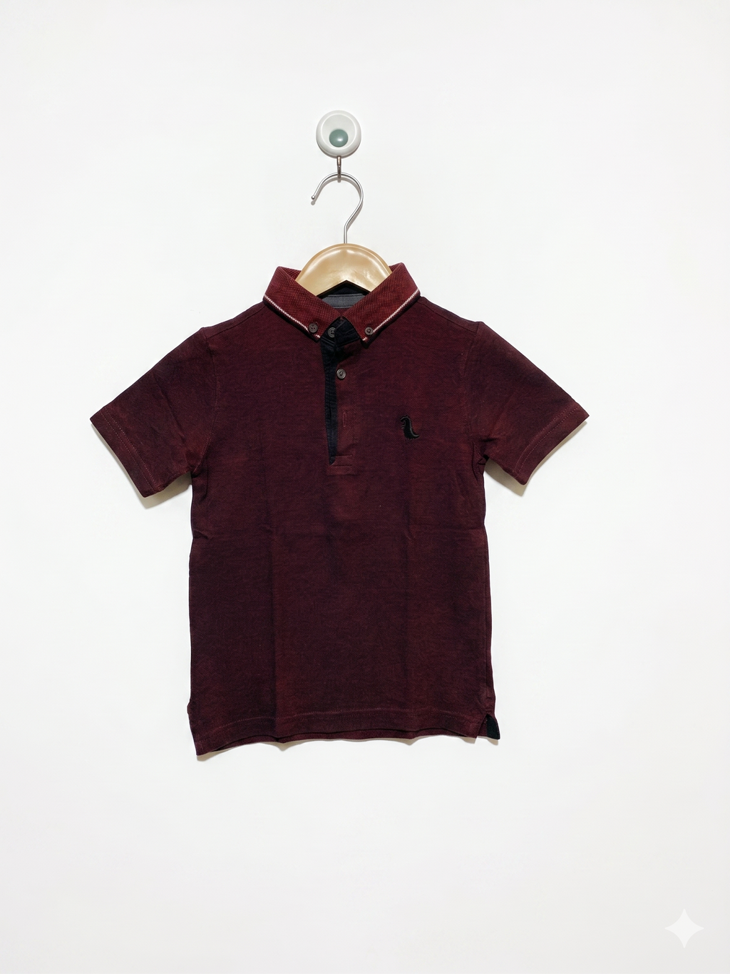 Tough Team C&A Boys Maroon Textured Polo Shirt - Size 110 (Estimated 4-5 Years) AB1