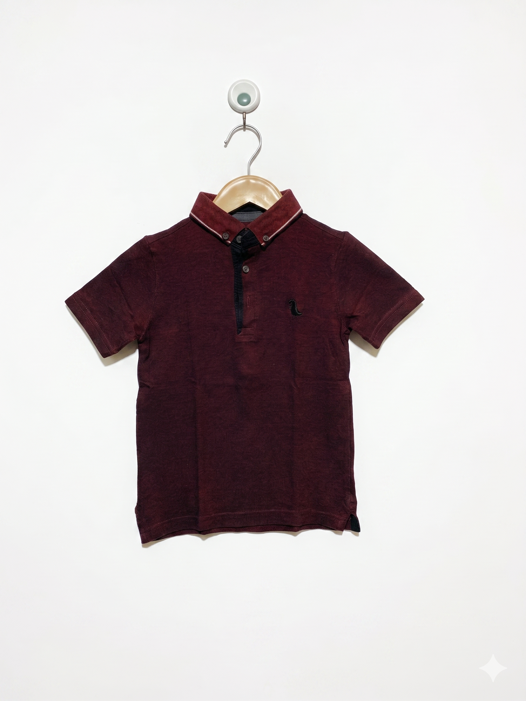 Tough Team C&A Boys Maroon Textured Polo Shirt - Size 110 (Estimated 4-5 Years) AB1