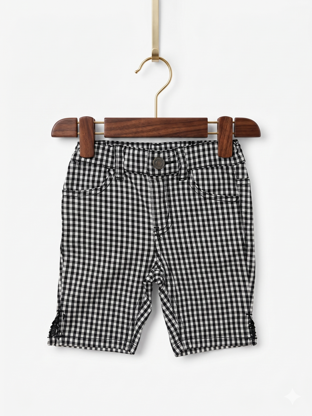 ELFINDOLL CLASSIC Kids Black & White Gingham Shorts - Size 3-4 Years AB1