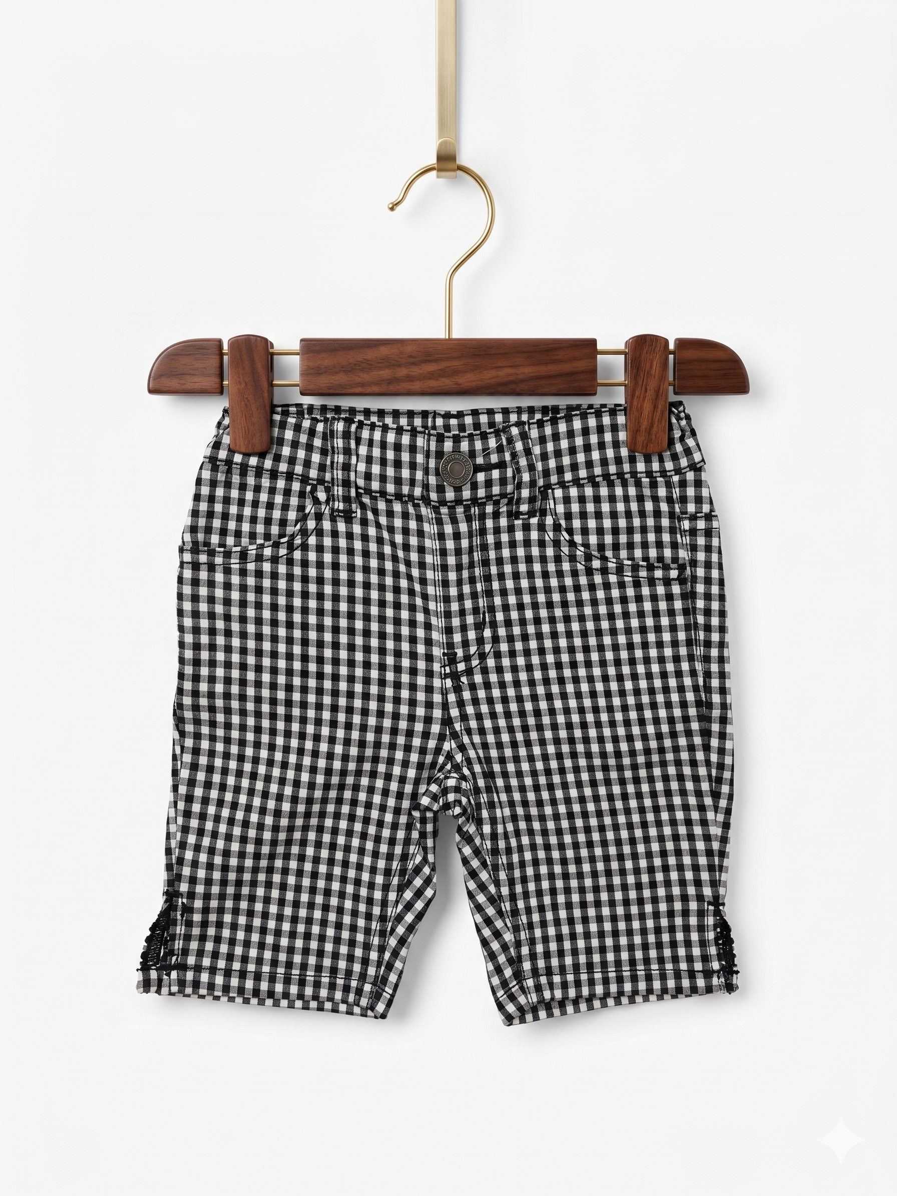 ELFINDOLL CLASSIC Kids Black & White Gingham Shorts - Size 3-4 Years AB1
