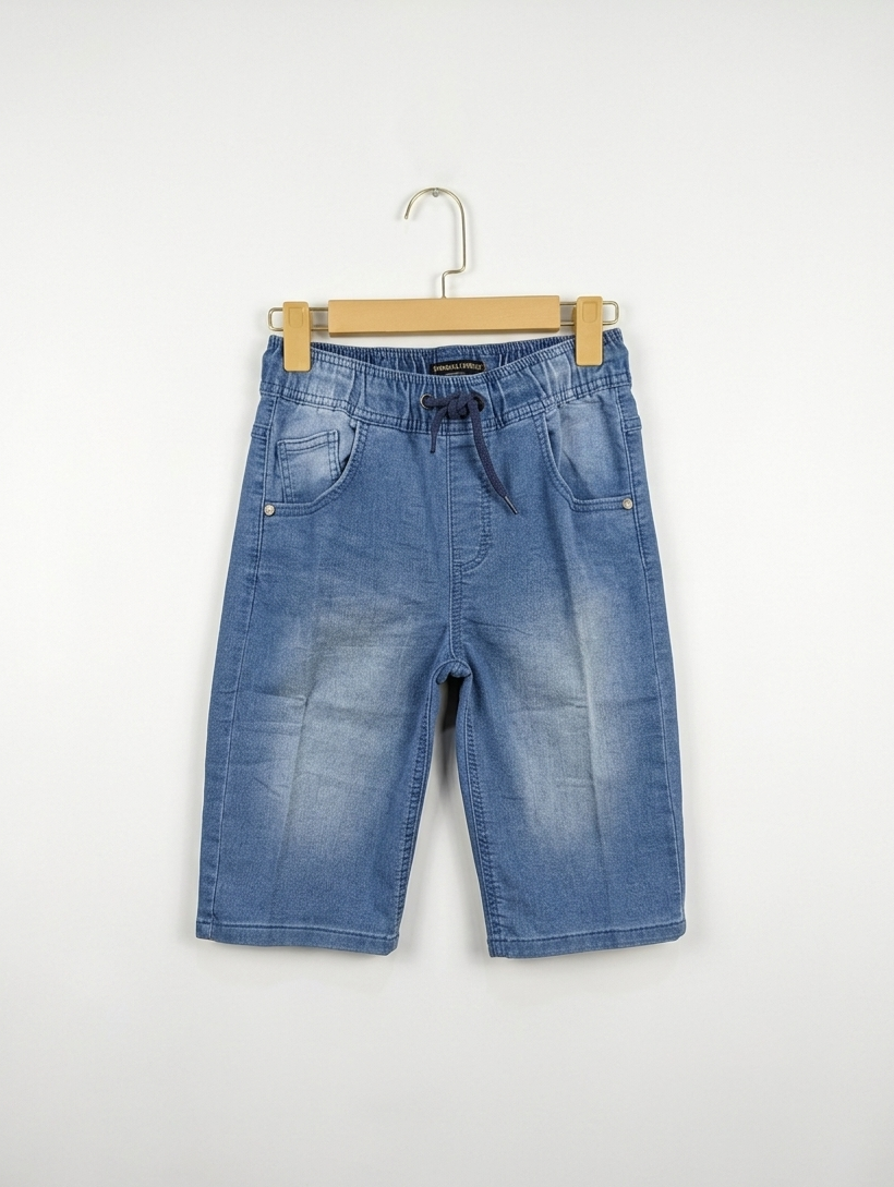 Yigga Boys Classic Blue Denim Drawstring Shorts - Size Estimated Age 10-12 Years AB2