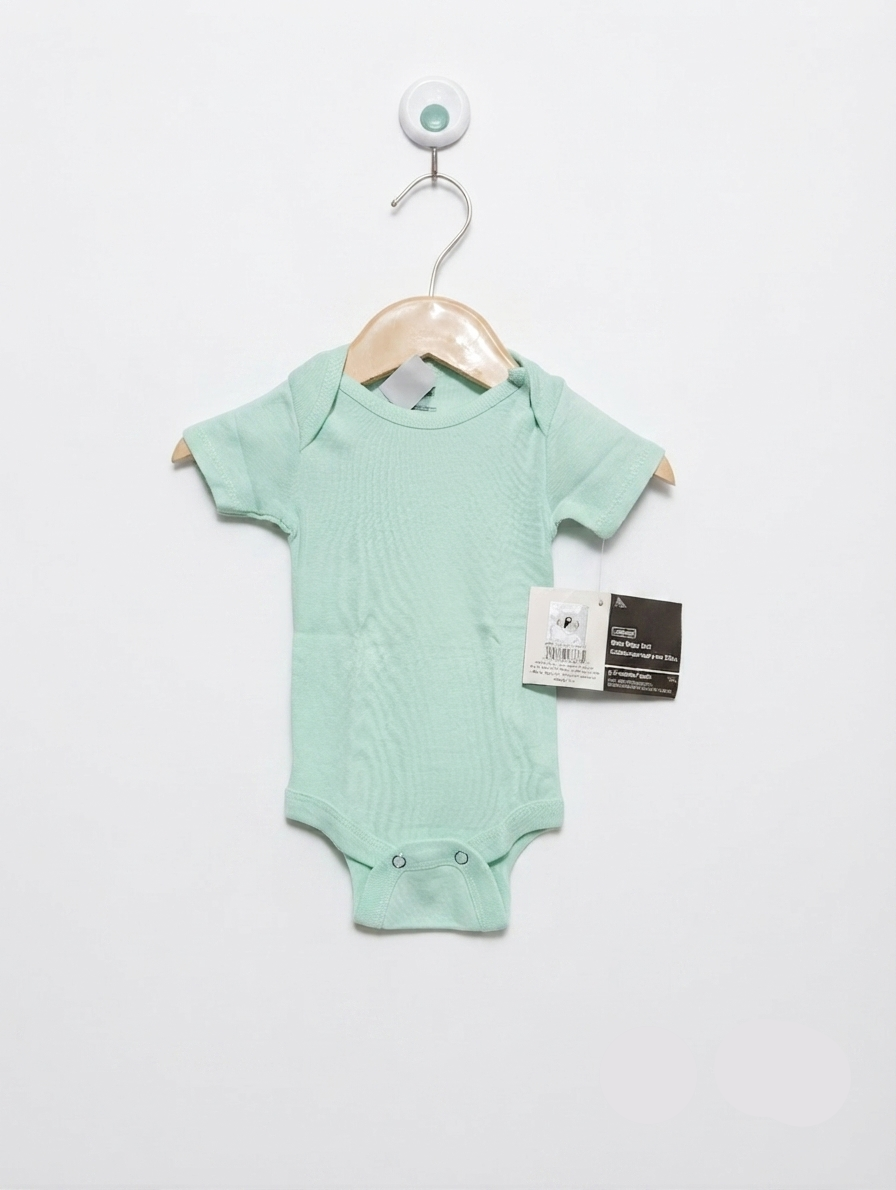 ArtMinds Baby Unisex Preffered Girls Mint Green Solid Short Sleeve Bodysuit - Size Estimated Age 0-3 Months AB2