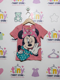 Disney Minnie Mouse Girls Pink Sequin "Minnie Mouse" Short Sleeve T-Shirt - Size 104 Estimated Age 4 Years AB2