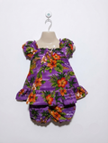 Koko Keiki Hawaii Girls Purple Tropical Hibiscus Ruffle Top and Bloomers Set - Size Estimated Age 18 Months AB2