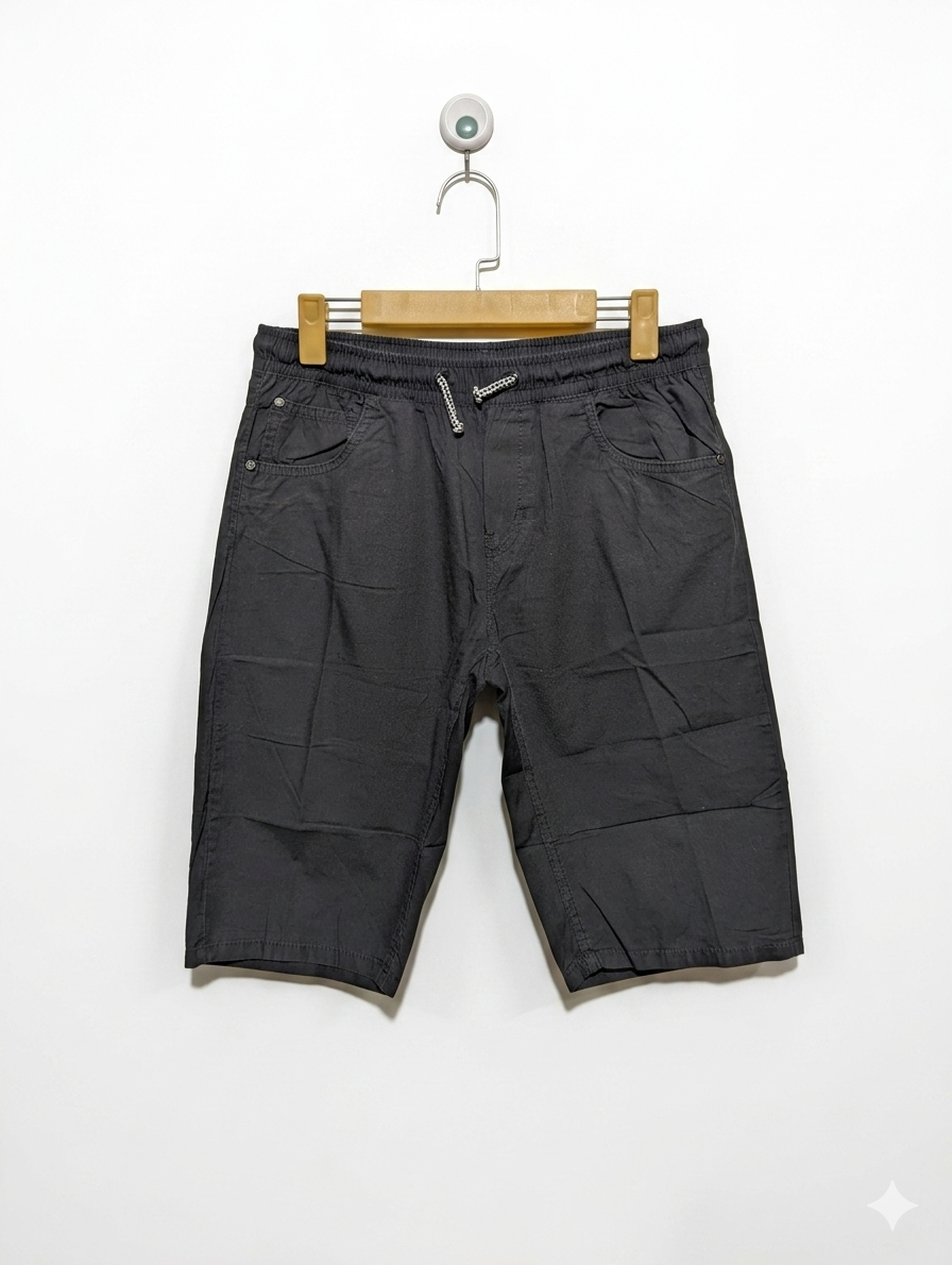 Chapter Young Boys Dark Charcoal Black Elastic Waist Twill Cargo Shorts - Size 170/176 Estimated Age 14-15 Years AB1