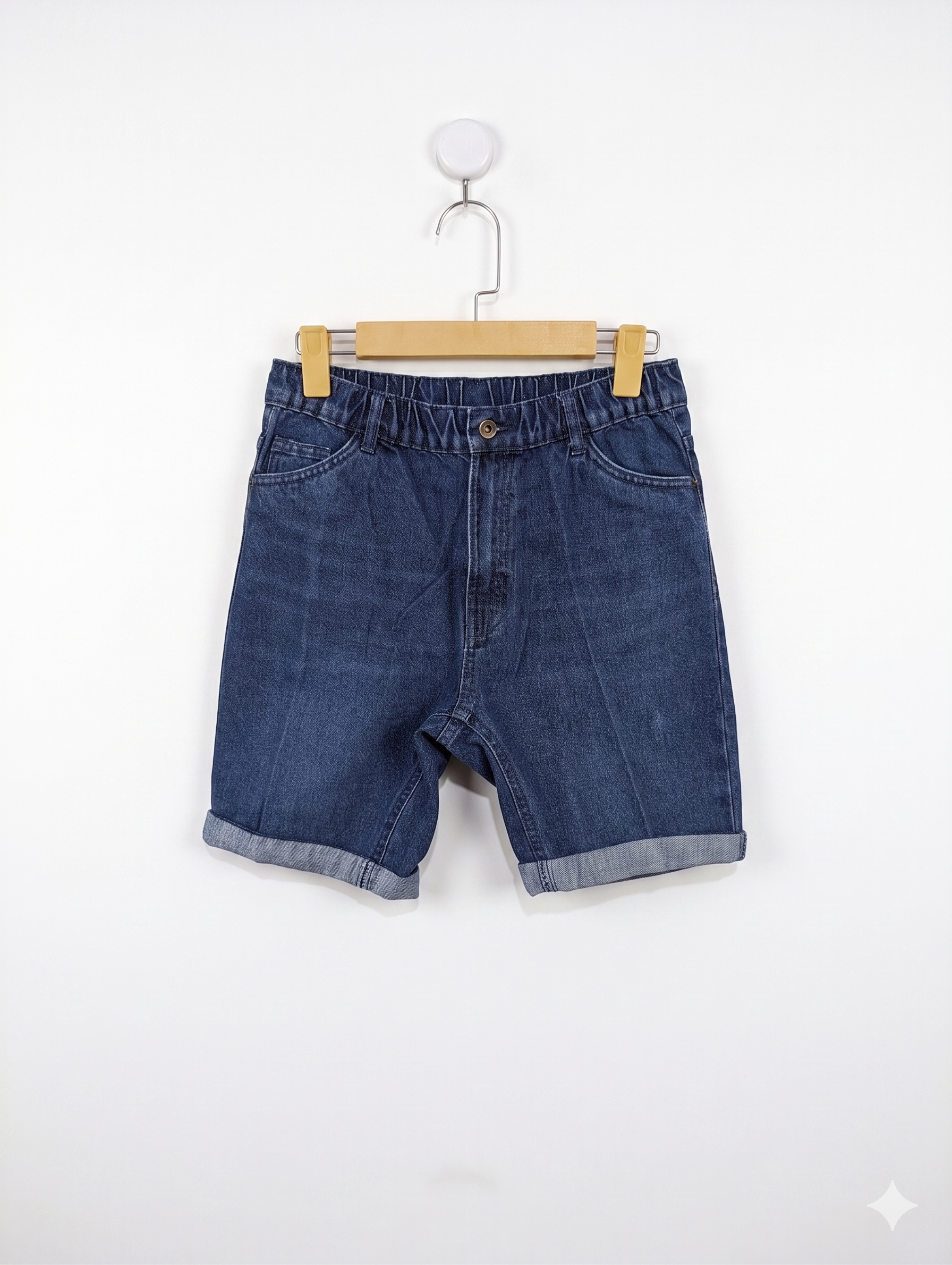 Pocopiano Boys Comfort Elastic Waist Denim Shorts - Size 158 Estimated Age 12-13 Years AB1