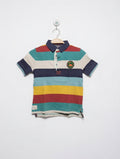 F&F Boys Multicolor Bold Stripe "Dinosaur Adventure" Short Sleeve Polo Shirt - Size Estimated Age 5-6 Years AB2
