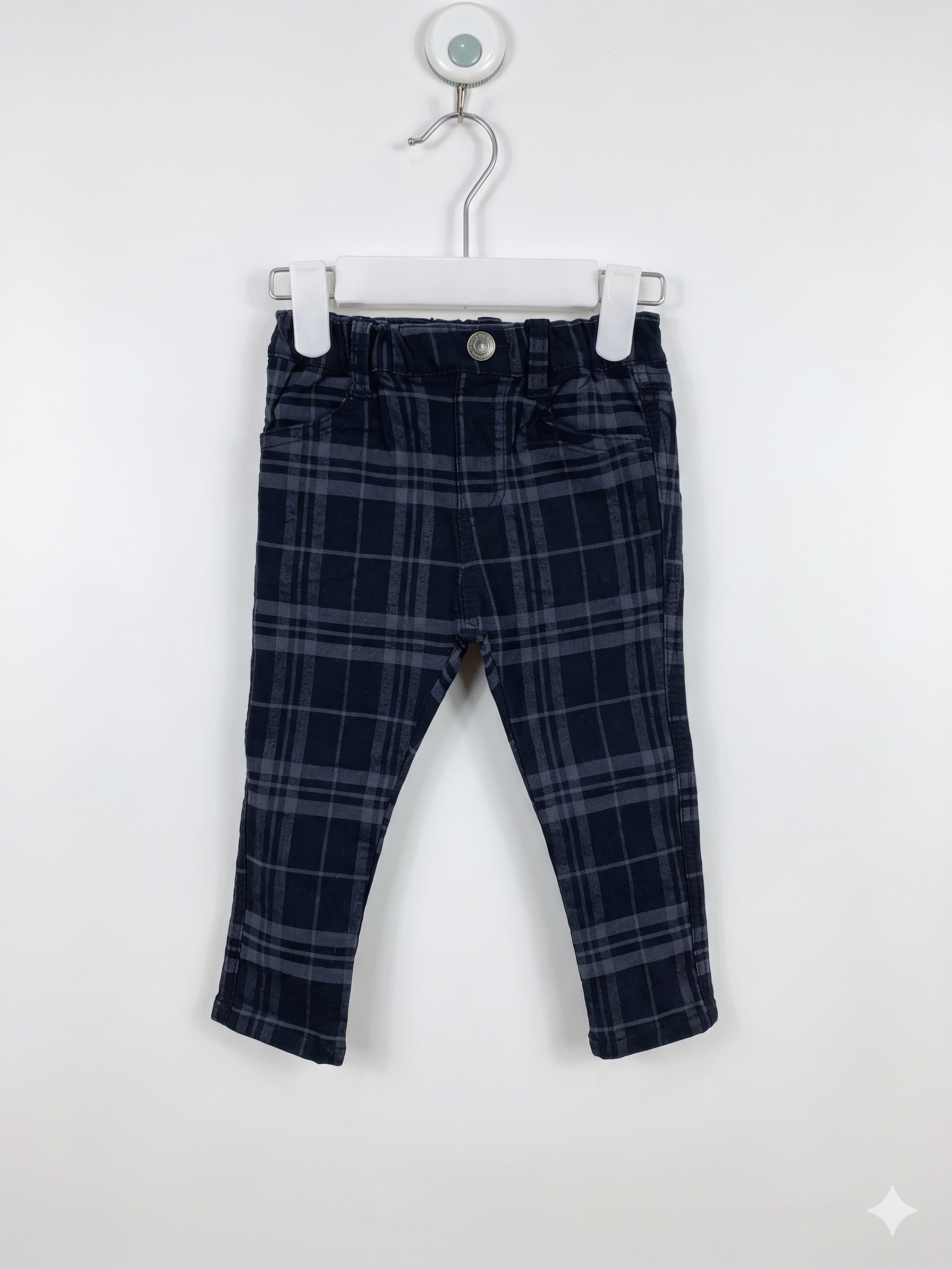 Branshes Toddler Boy Plaid Slim-Fit Check Trousers Size: 90 (Recommended for 18-24 Months) AB1