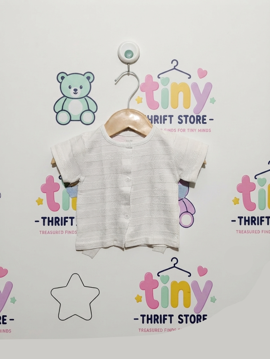 Unbranded Baby Girls White Textured Short Sleeve Cardigan Tee - Size Estimated Age 0-2 Months AB2