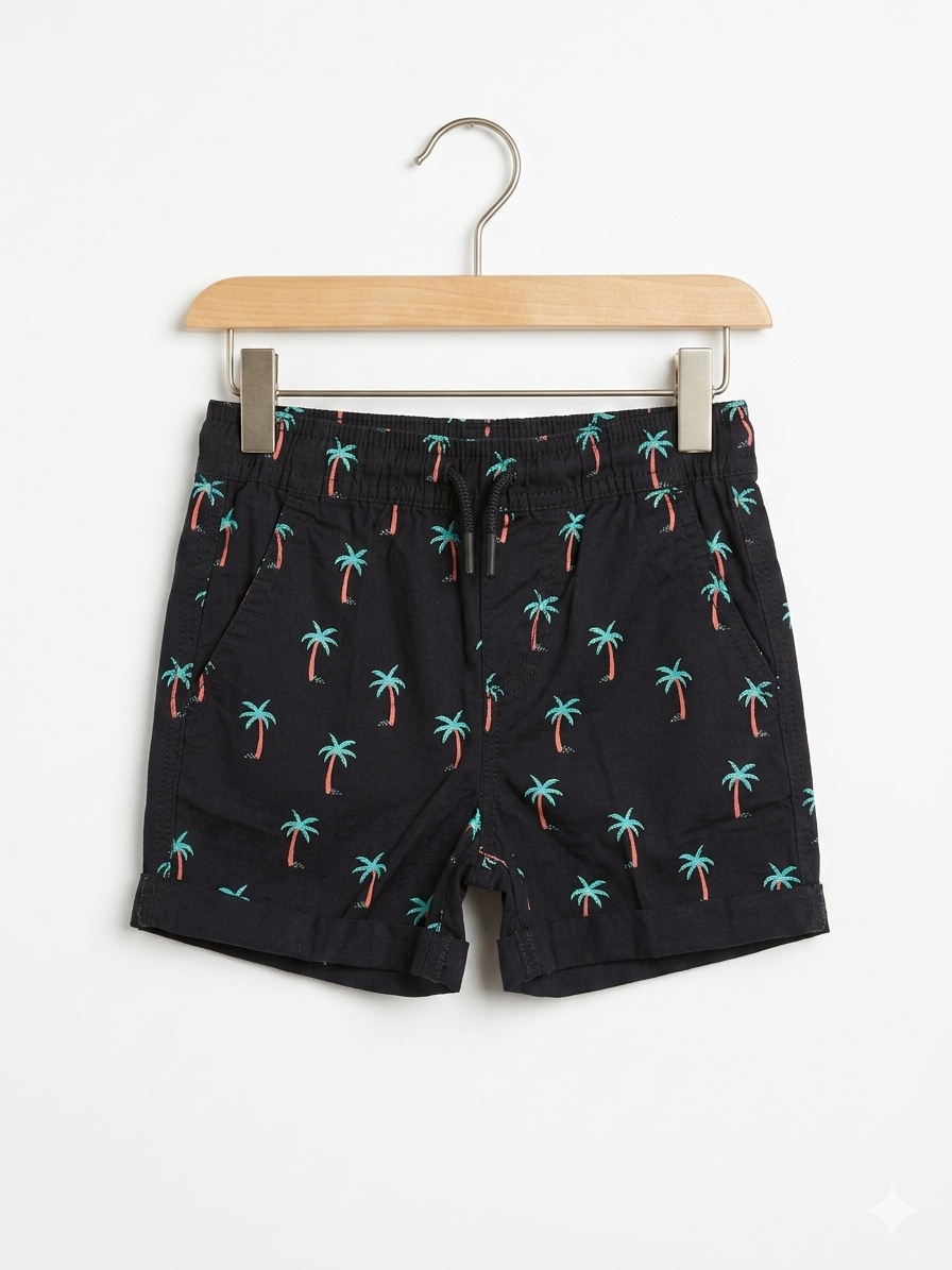 Primark Cares Kids' Navy Palm Tree Print Shorts - Size 4-5 Years AB1