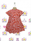 Next Girls Red & Pink Floral Smocked Tiered Dress - Size 9-10 Years Estimated Age 9-10 Years AB2