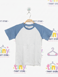 URBN-DEPT Boys Off-White & Blue Raglan Tee - Size 8 YRS Estimated Age 8 Years AB2