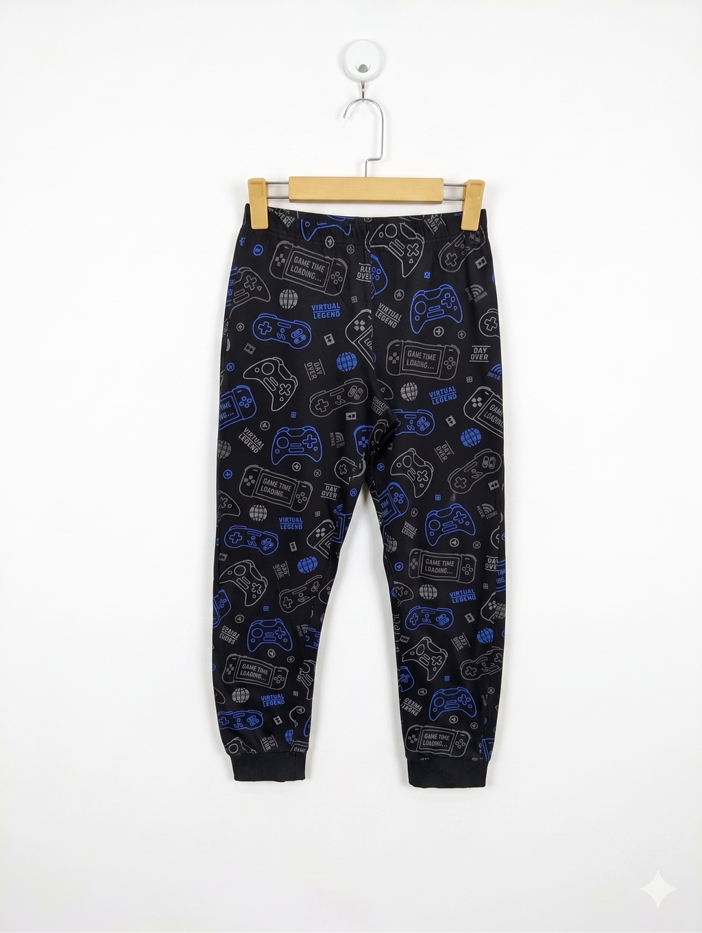 C&A Boys Black "Gaming Virtual Legend" All-Over Print Joggers / Pajama Pants - Size Estimated Age 13 Years AB1