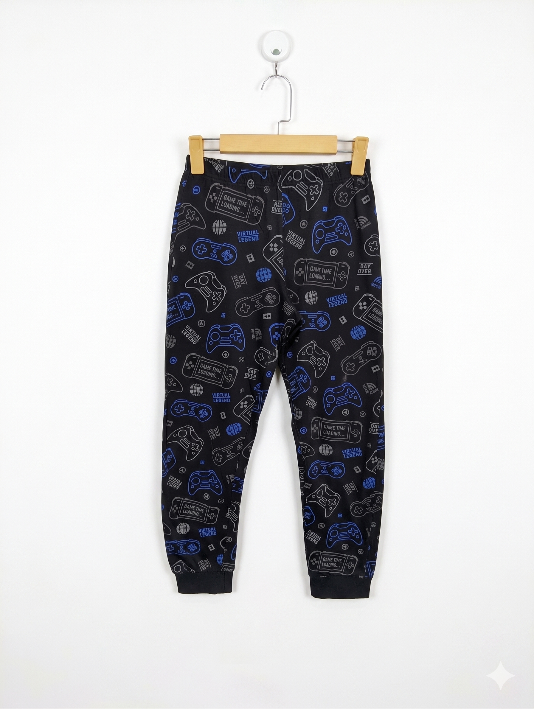 C&A Boys Black "Gaming Virtual Legend" All-Over Print Joggers / Pajama Pants - Size Estimated Age 13 Years AB1