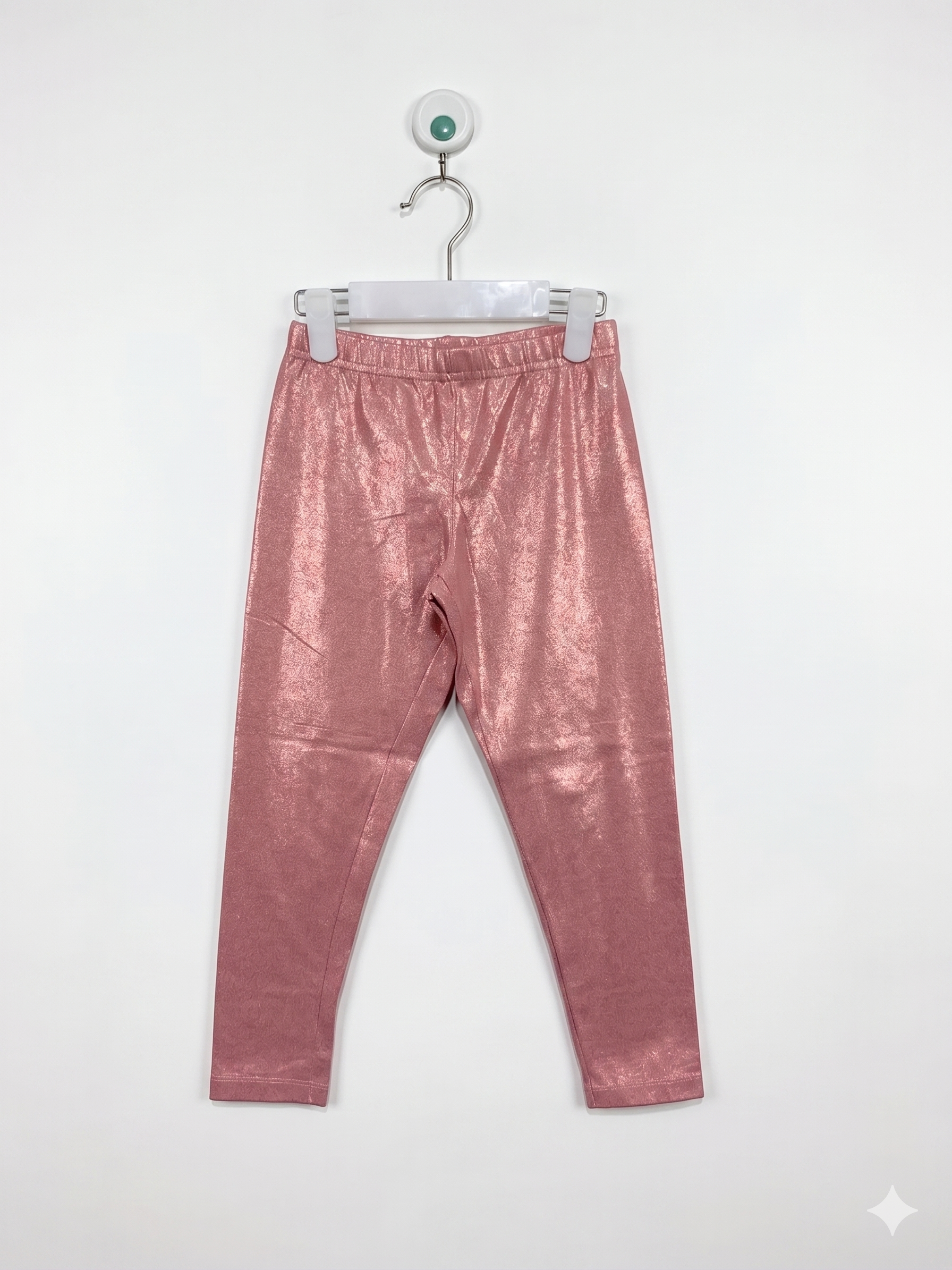 365 Kids by Garanimals Girls Shimmering "Apricot" Metallic Leggings - Size 7 Years AB1