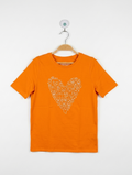 Cat & Jack Girls Orange "Pumpkin Heart" Graphic Tee - Size Estimated Age 10-12 Years AB2