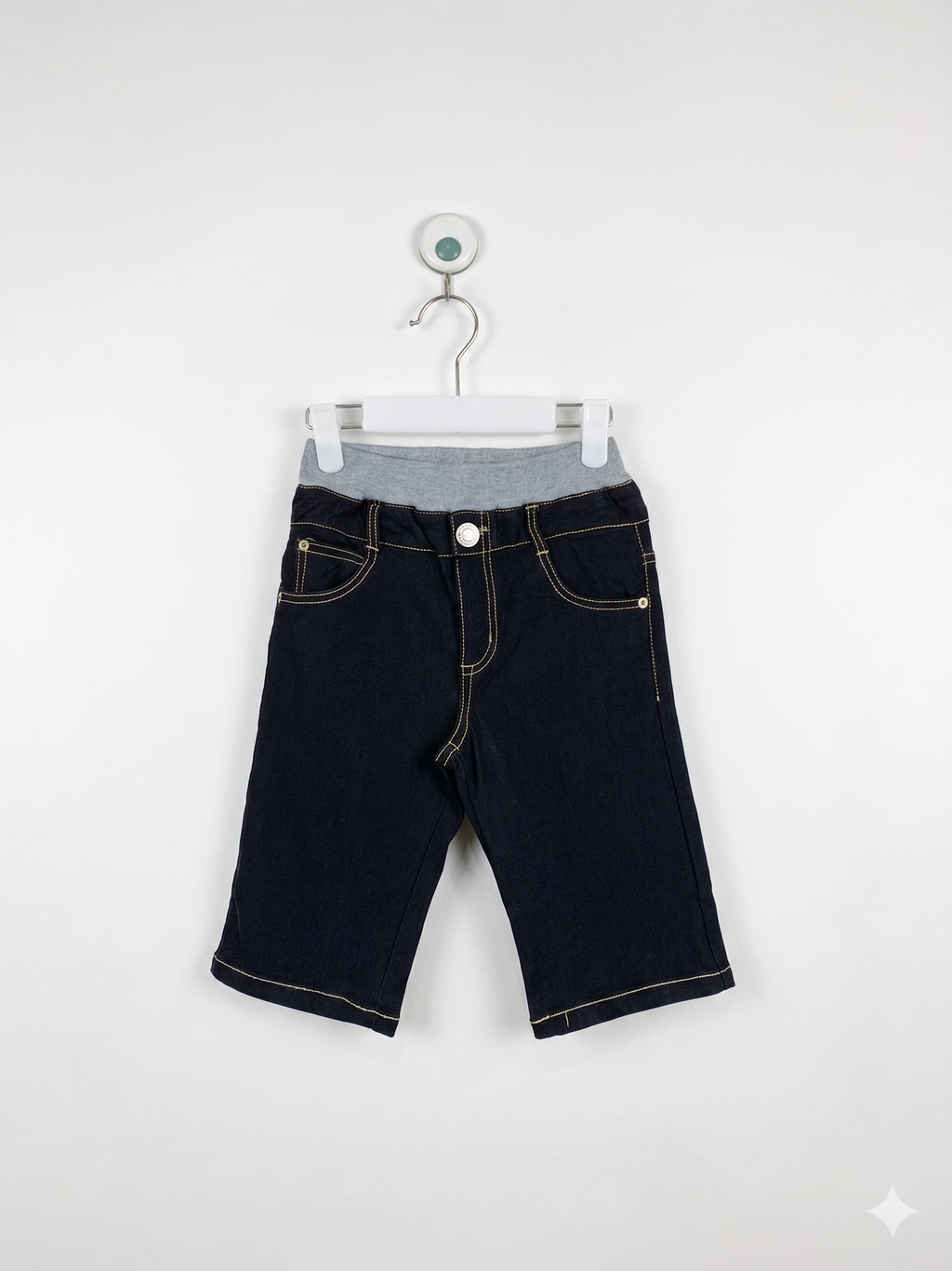Boys Dark Wash Comfort Waist Denim Shorts - Size 130 (Estimated Age 7-8Y) AB1