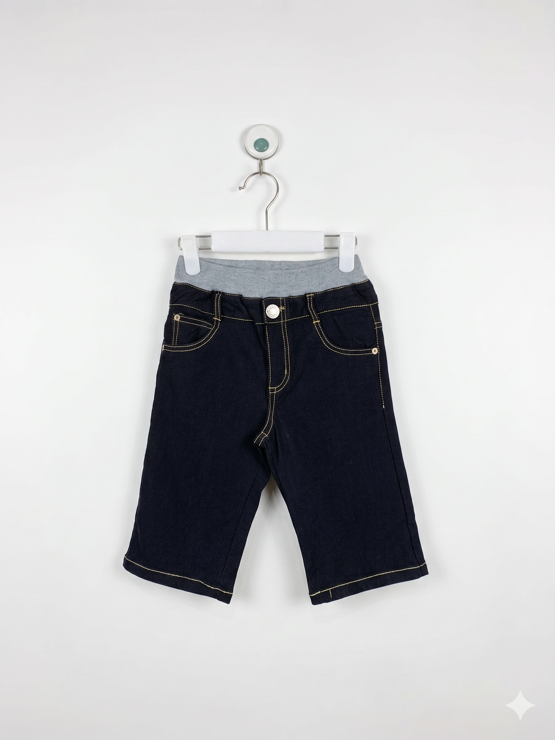Boys Dark Wash Comfort Waist Denim Shorts - Size 130 (Estimated Age 7-8Y) AB1