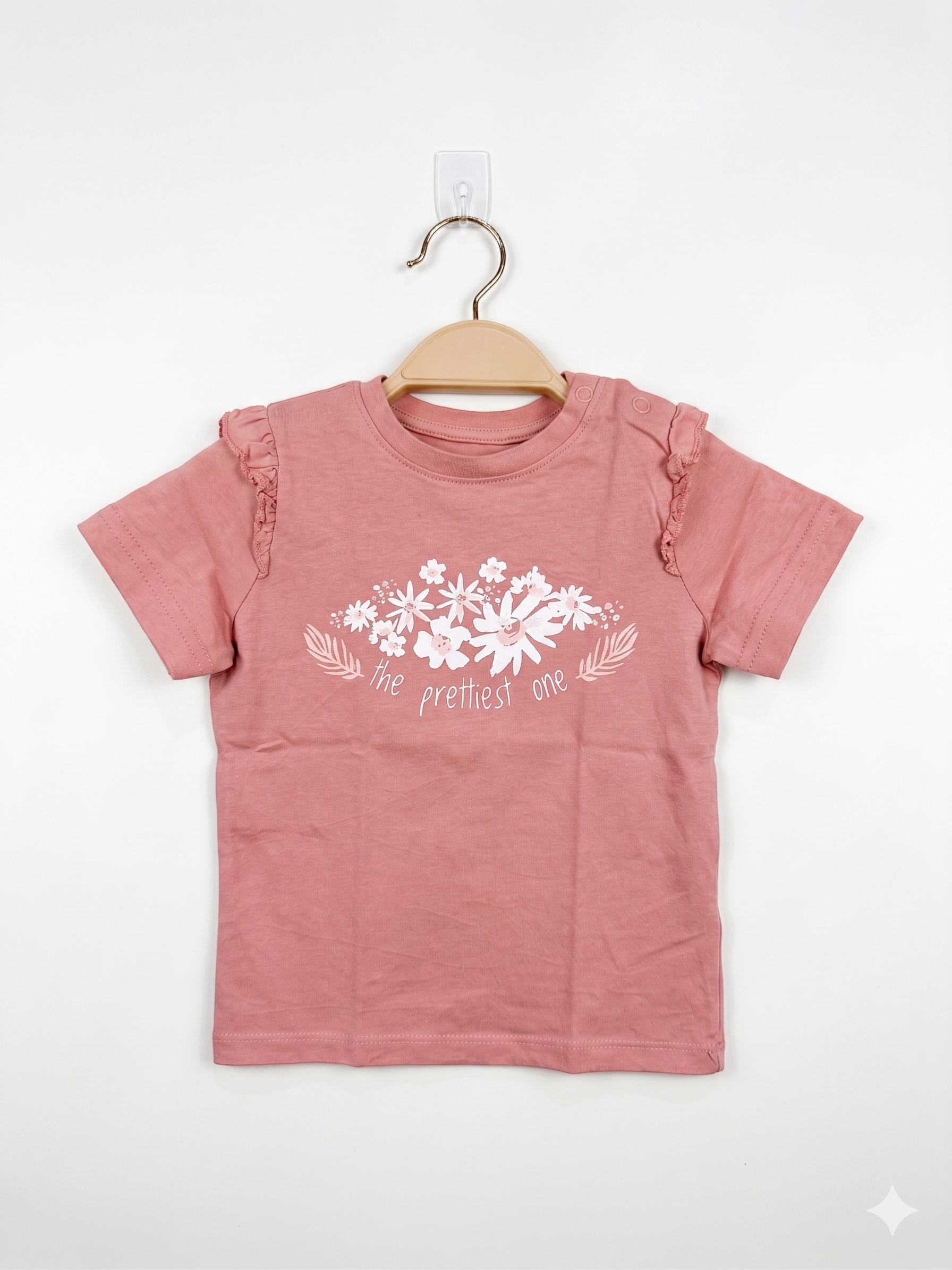 Fox & Bunny by Sinsay "The Prettiest One" Floral Ruffle Tee AB1
