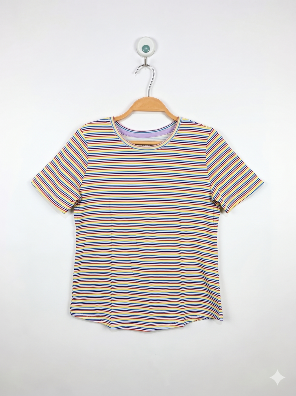 Wonder Nation Girls Vibrant Rainbow Multi-Color Striped Short Sleeve Tee - Size L (10-12) AB1