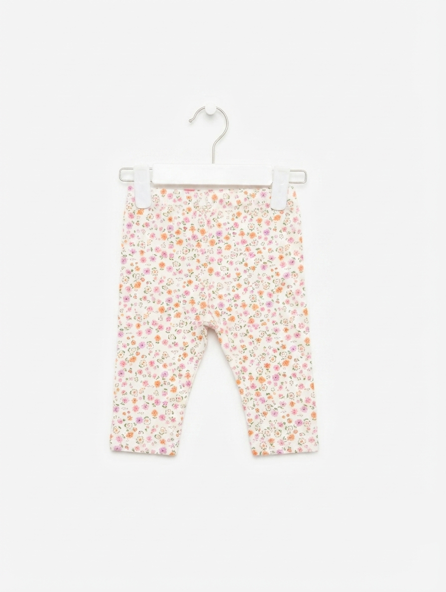Elfindoll Classic Girls Off-White Ditsy Floral Print Pull-On Capri Leggings - Size 60-70 CM Estimated Age 3-6 Months AB2