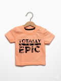 Primark 0-3M Neon Peach "Totally Epic" T-Shirt - India, Size 0–3 Months AB1
