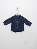 L.O.G.G. Boys Navy Blue Polka Dot Long Sleeve Button-Down Shirt - Size 4-6M Estimated Age 4-6 Months AB2