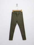 GU Girls Olive Green Slim-Fit Stretch Pants - Size 130 CM Estimated Age 8-9 Years AB2