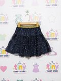 Fashion Private Company Girls Navy Blue Gold Heart Tulle Skirt - Size Estimated Age 8 Years AB2