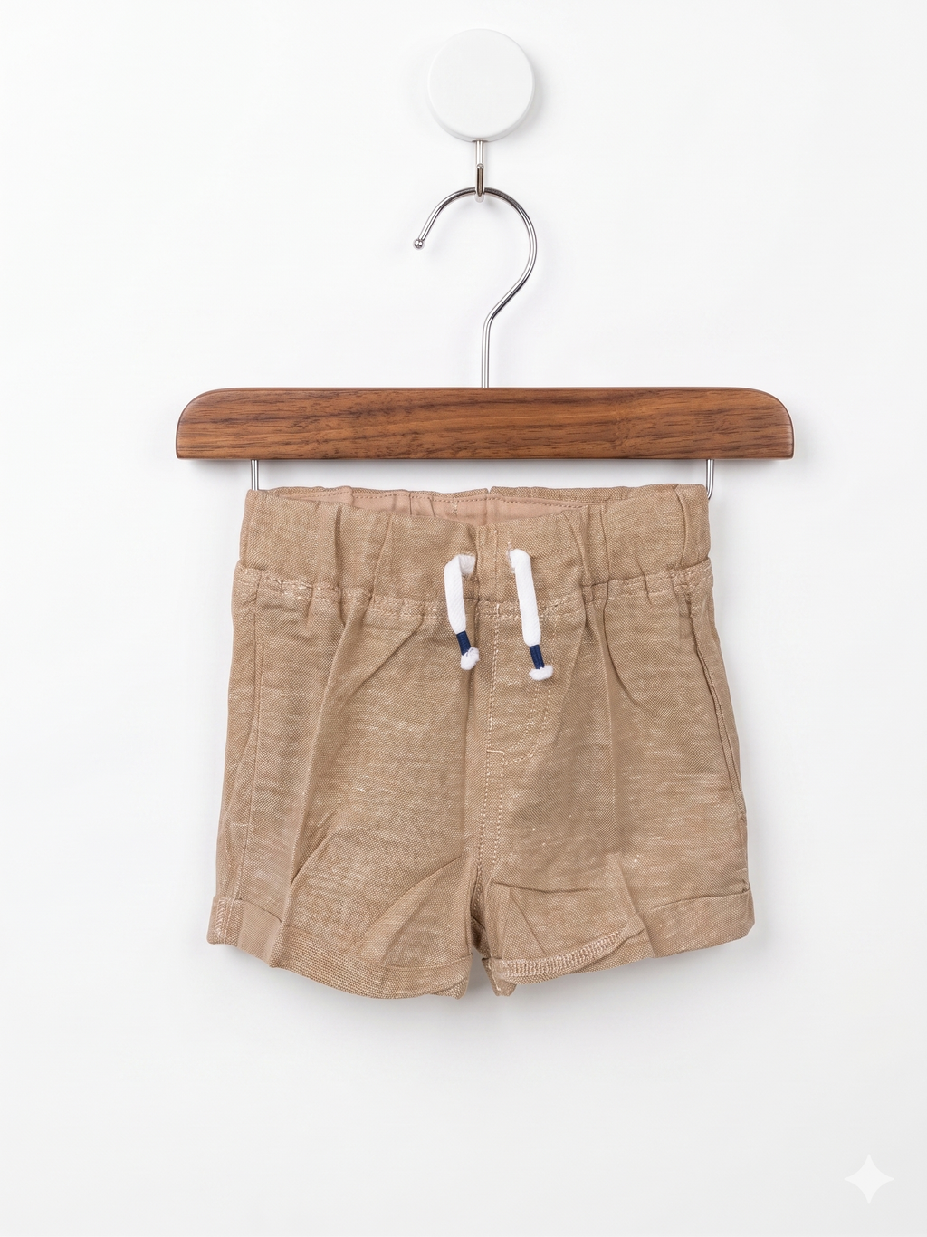 H&M Baby Neutral Beige Linen-Blend Pull-On Shorts – Size 4-6 Months AB1