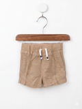 H&M Baby Neutral Beige Linen-Blend Pull-On Shorts – Size 4-6 Months AB1