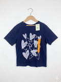 George Girls Navy "Scribble Hearts" Graphic Tee - Size Estimated Age 7-8 Years AB1