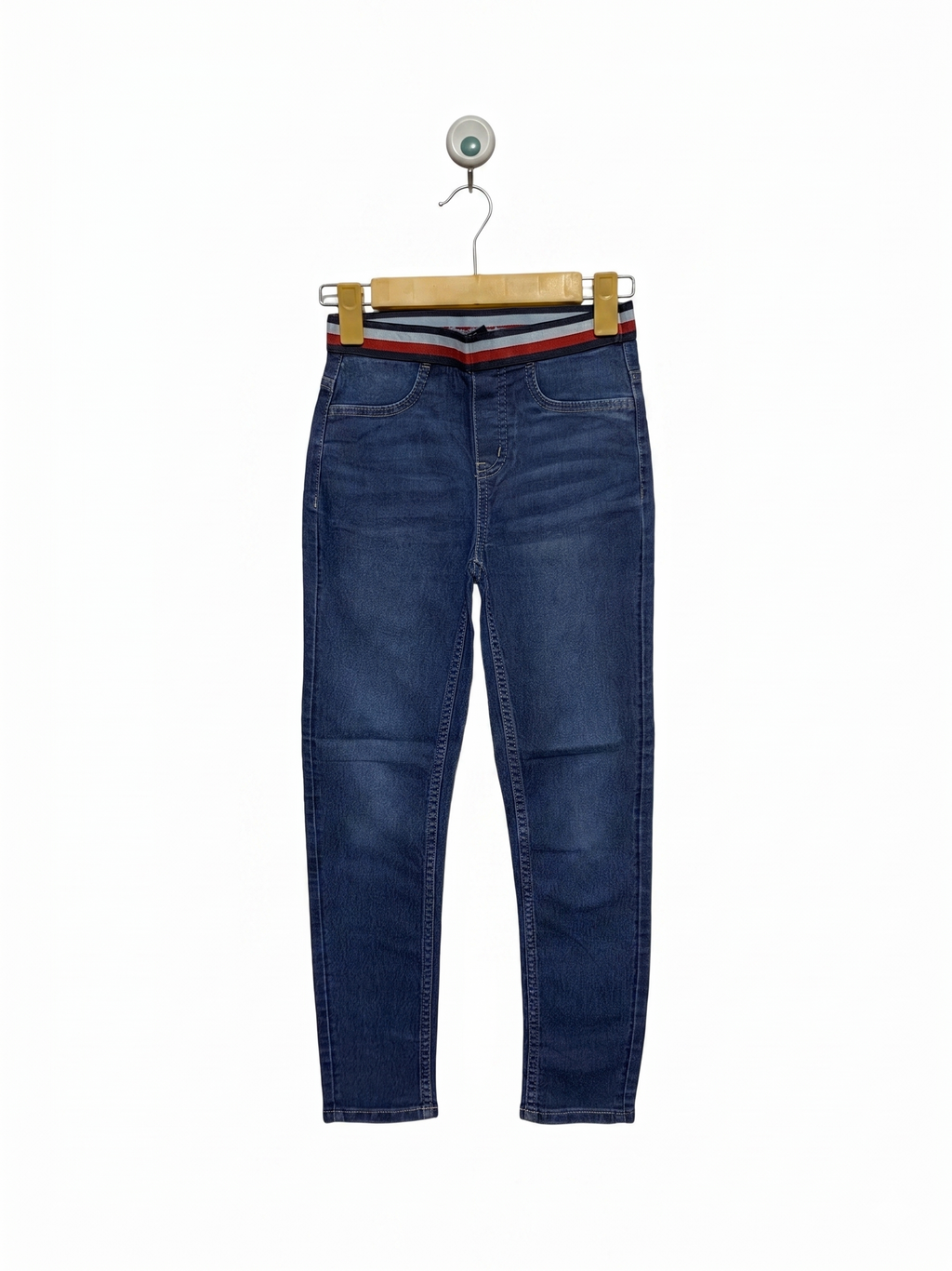 Tommy Hilfiger Girls Signature Elastic Waist Medium Wash Denim Jeggings - Size Estimated Age 8-10 Years AB1