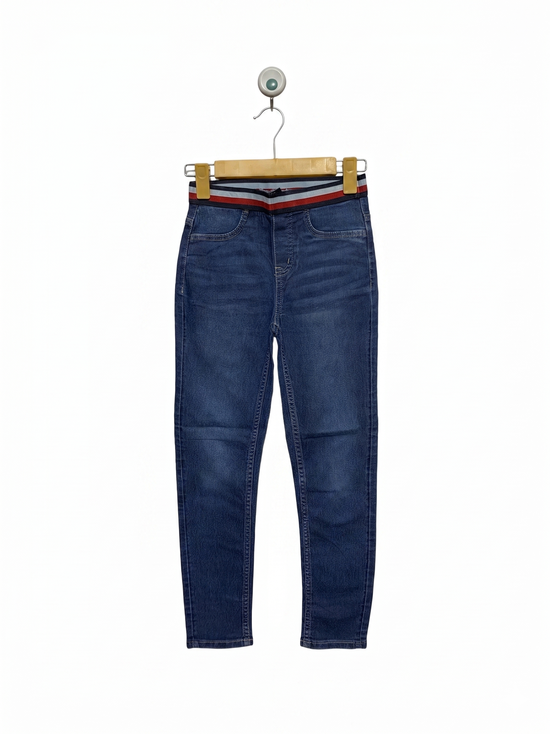 Tommy Hilfiger Girls Signature Elastic Waist Medium Wash Denim Jeggings - Size Estimated Age 8-10 Years AB1